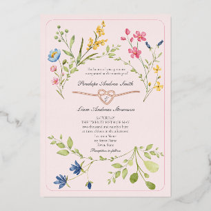 Invitation En Aluminium Mariage rose Fleur sauvage Boho