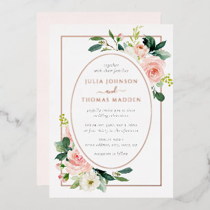 Invitation En Aluminium Mariage rose Gold Blush Rose Floral Frame
