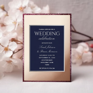 Invitation En Aluminium Mariage Rose Gold et Bleu Nuit