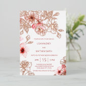 Invitation En Aluminium Mariage rose Gold Rose cerisier en fleurs (Debout devant)