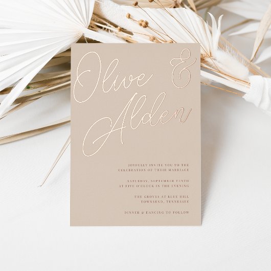 Invitation En Aluminium Mariage | Rose Gold Script