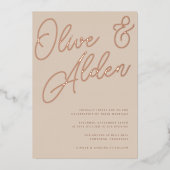 Invitation En Aluminium Mariage | Rose Gold Script (Recto)