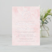 Invitation En Aluminium Mariage rose pâle de la couronne de monogramme d'a (Debout devant)
