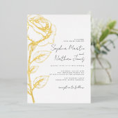 Invitation En Aluminium Mariage Rose Real Gold Foil (Debout devant)