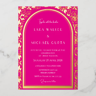 Invitation En Aluminium Mariage Rose (Rétro-Pointillé)