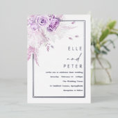 Invitation En Aluminium Mariage Rose Silver Foil & Lavender (Debout devant)