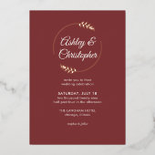 Invitation En Aluminium Mariage rouge en bois de rose (Recto)