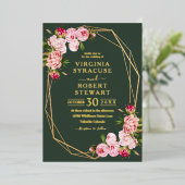 Invitation En Aluminium Mariage Royal Vert Géométrique Rose (Debout devant)