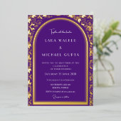 Invitation En Aluminium Mariage Royal Violet (Points Rétro) (Debout devant)