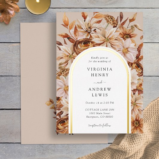 Invitation En Aluminium Mariage rustique d'automne