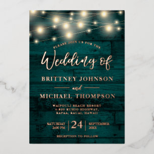Invitation En Aluminium Mariage Rustique Turquoise à cordes de bois