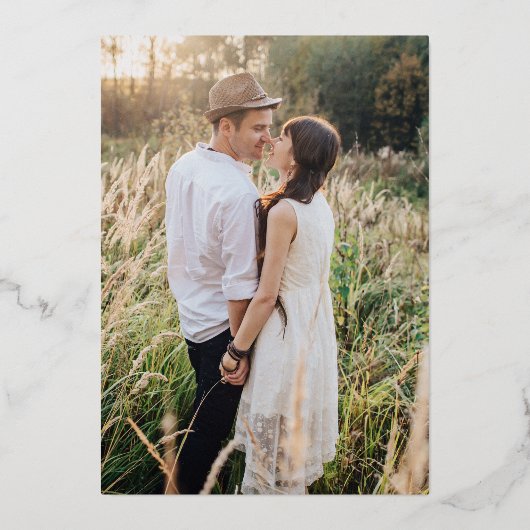 Invitation En Aluminium Mariage rustique vert bois Enregistrer la date (Verso)