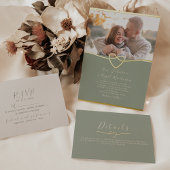 Invitation En Aluminium Mariage Sage Green et Gold