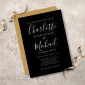 Invitation En Aluminium Mariage Script Signature Noir Et Or