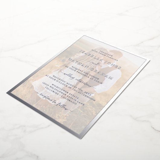 Invitation En Aluminium Mariage Silver Photo Moderne (Rotation)