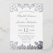 Invitation En Aluminium Mariage Silver Winter Snowflake (Recto)