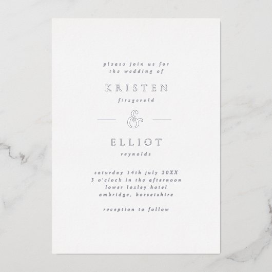 Invitation En Aluminium Mariage simple à huile d'argent (Recto)
