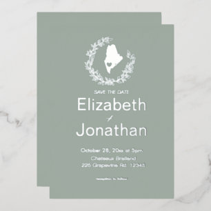 Invitation En Aluminium Mariage simple de destination avec silhouette de l