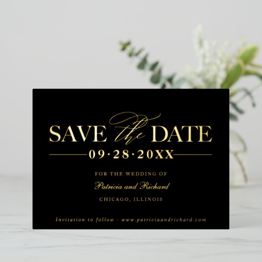 Invitation En Aluminium Mariage Simple Et Design Enregistrer La Date (Debout devant)