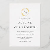 Invitation En Aluminium Mariage simple Feuille Monogram Foil (Recto)