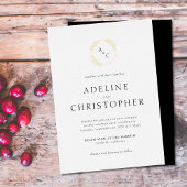 Invitation En Aluminium Mariage simple Feuille Monogram Foil