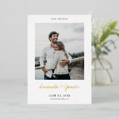 Invitation En Aluminium Mariage simple Fiançailles photo Enregistrer la da (Debout devant)