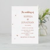 Invitation En Aluminium Mariage simple floral or feuille d'or (Debout devant)