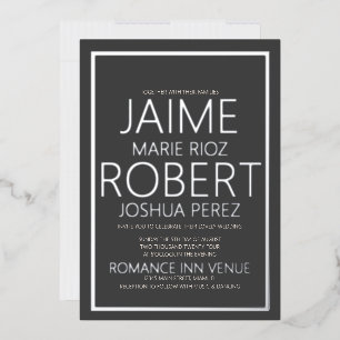 Invitation En Aluminium Mariage SIMPLE & MINIMALISTE Gris Charbon