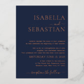 Invitation En Aluminium Mariage simple minuit bleu marine (Recto)