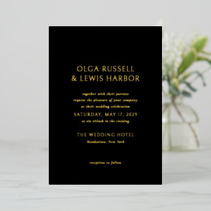 Invitation En Aluminium Mariage Simple Moderne Noir