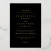 Invitation En Aluminium Mariage Simple Noir Classique (Recto)