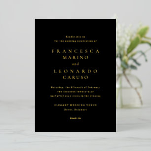 Invitation En Aluminium Mariage Simple Noir Classique