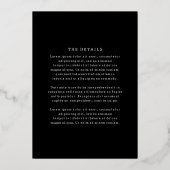 Invitation En Aluminium Mariage Simple Noir Classique (Verso)