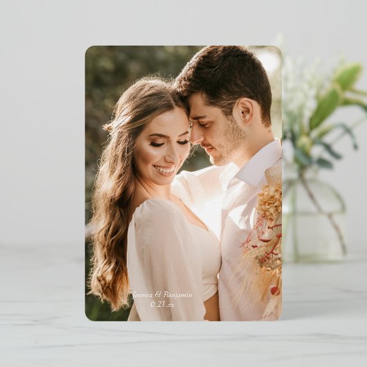 Invitation En Aluminium Mariage simple Photo Gold Foil (Debout devant)