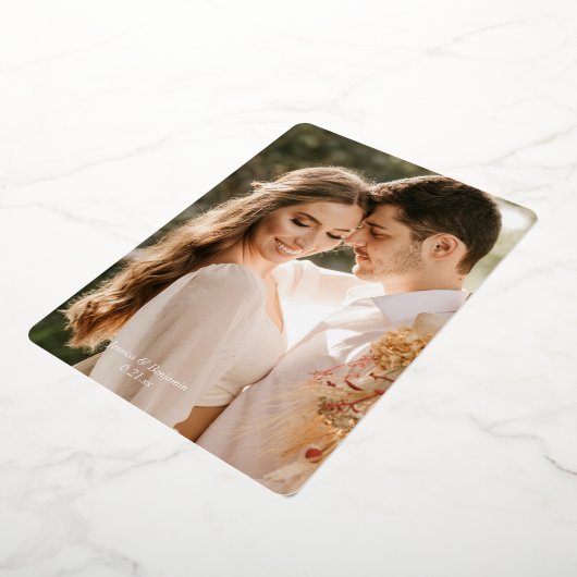 Invitation En Aluminium Mariage simple Photo Gold Foil (Rotation)