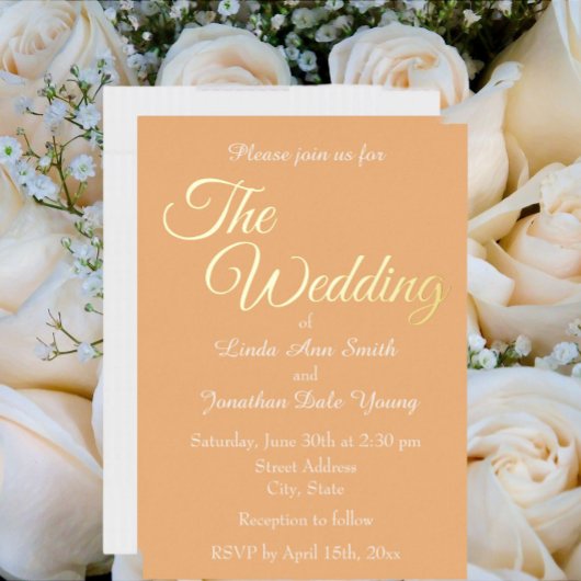 Invitation En Aluminium Mariage Simple Style Abricot