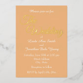 Invitation En Aluminium Mariage Simple Style Abricot (Recto)