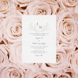 Invitation En Aluminium Mariage simplement élégant avec feuillage en or ro
