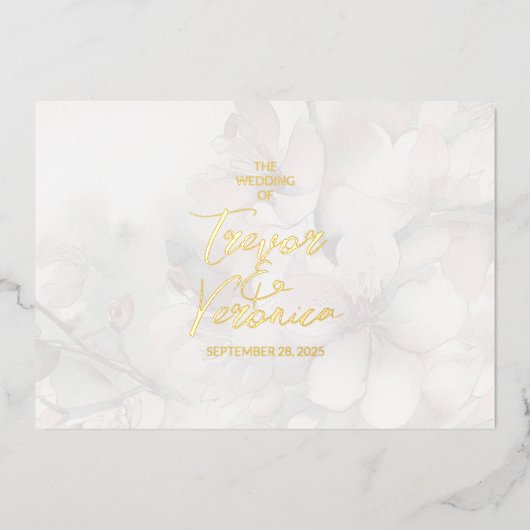 Invitation En Aluminium Mariage sous les fleurs de cerisier (Recto)