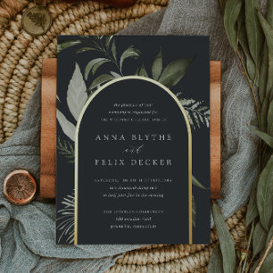 Invitation En Aluminium Mariage sous une Arche Botanique Verte de Prairie 
