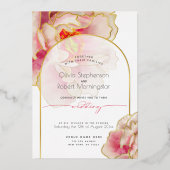 Invitation En Aluminium Mariage | Sublime rose corail Paeonie (Recto)