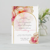 Invitation En Aluminium Mariage | Sublime rose corail Paeonie (Debout devant)