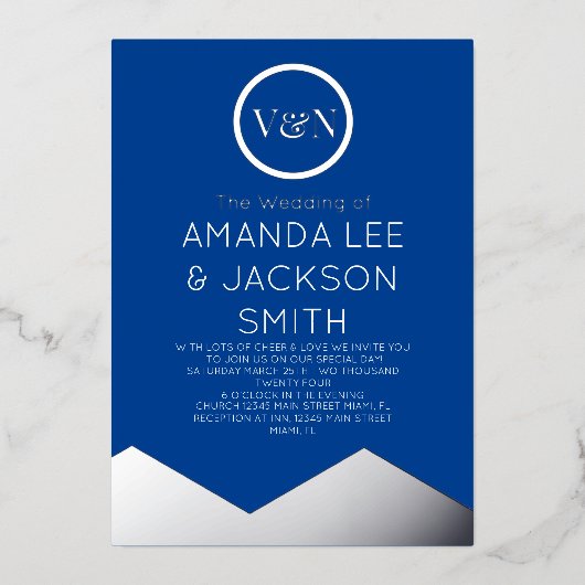 Invitation En Aluminium Mariage Sun Blue and White Mountain (Recto)