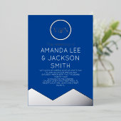 Invitation En Aluminium Mariage Sun Blue and White Mountain (Debout devant)