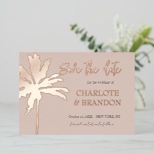 Invitation En Aluminium Mariage sur la Plage au Palmier Rose Fardé, Épargn