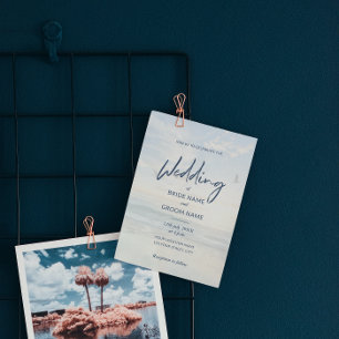 Invitation En Aluminium Mariage sur la plage photo élégant minimaliste scr