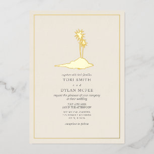 Invitation En Aluminium Mariage sur une île blanc cassé crème