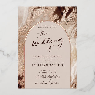 Invitation En Aluminium Mariage Tendance Arch Textures Terres Cuites Or Ro