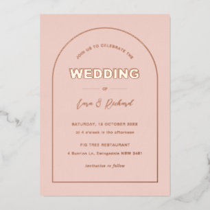 Invitation En Aluminium Mariage Texte Moderne Gras Type Arche Rose
