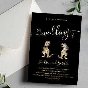 Invitation En Aluminium Mariage thème dinosaure Noir et Or